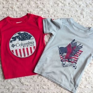 Columbia Grays Peak Dri Fit Style Americana Red White Blue Outdoors 3T Tees Lot